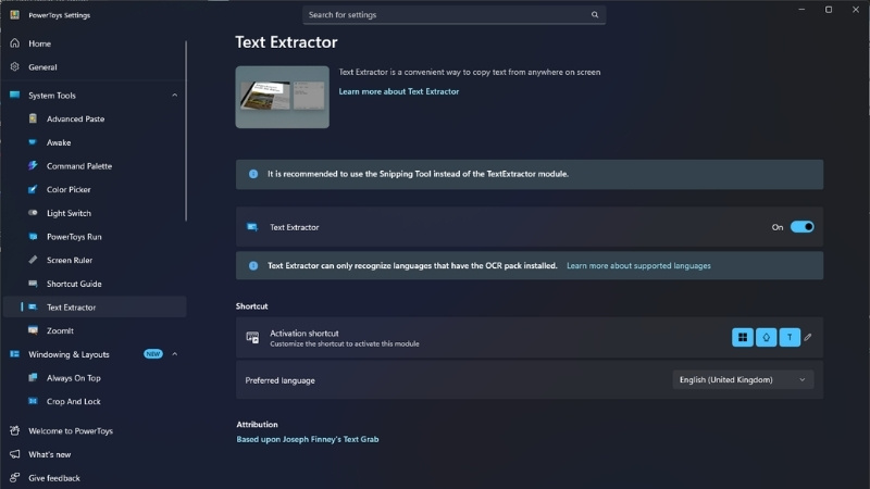 Microsoft PowerToys - Text Extractor